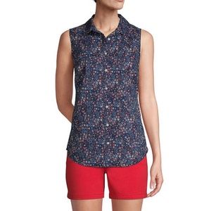 St. John's Bay Womens Sleeveless Classic Fit Butto